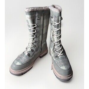 Just Fab HayLeigh Insulated Boots Womens 8 Pink Grey Rubber Sole
